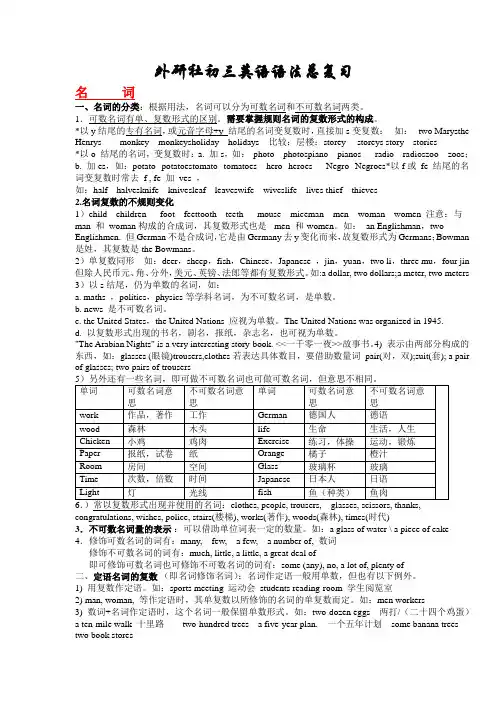 (完整word版)中考英语语法总复习(外研社版)史上最全