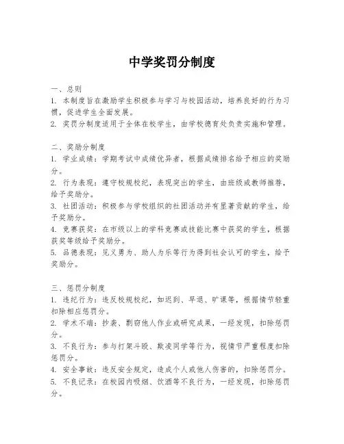 中学奖罚分制度