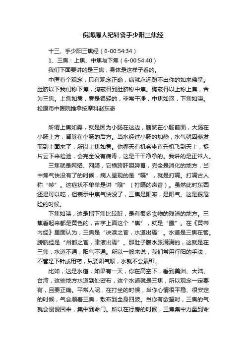 倪海厦人纪针灸手少阳三焦经