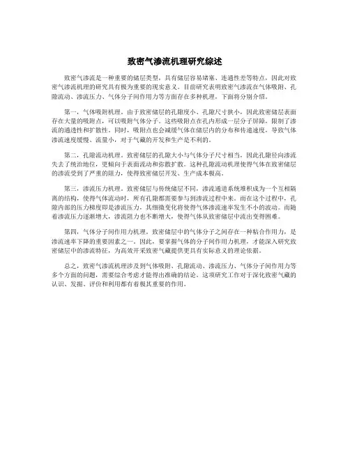 致密气渗流机理研究综述