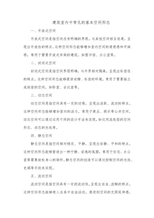 建筑室内中常见的基本空间形态