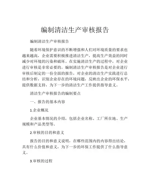 编制清洁生产审核报告