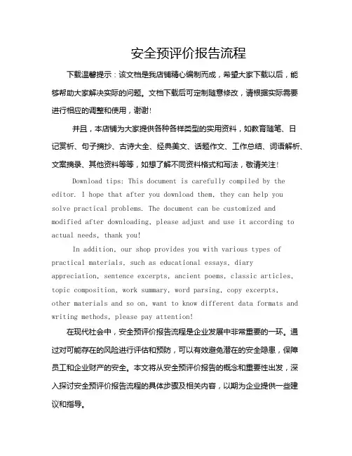 安全预评价报告流程