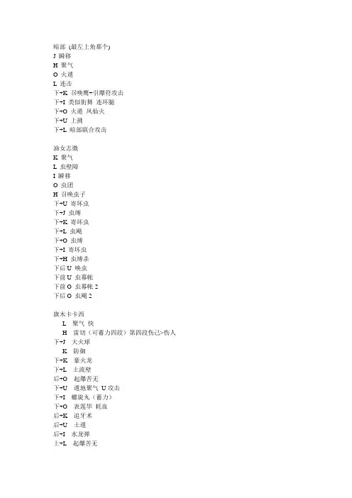 晓决战忍界3出招表