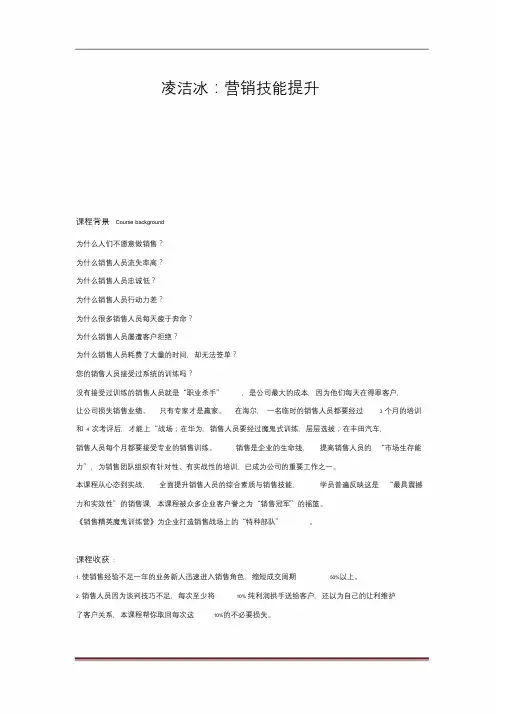 凌洁冰：产品营销技能提升培训