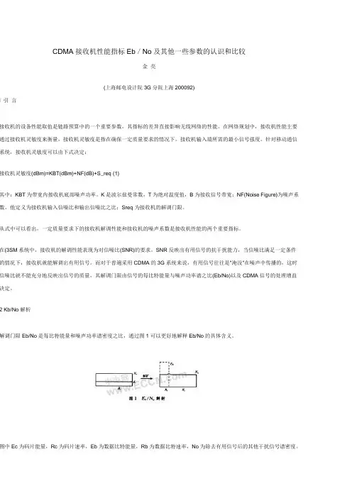 ★CDMA接收机性能指标Eb／No及其他一些参数的认识和比较