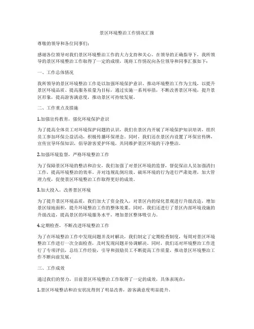 景区环境整治工作情况汇报