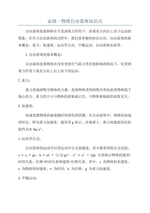 必修一物理自由落体知识点