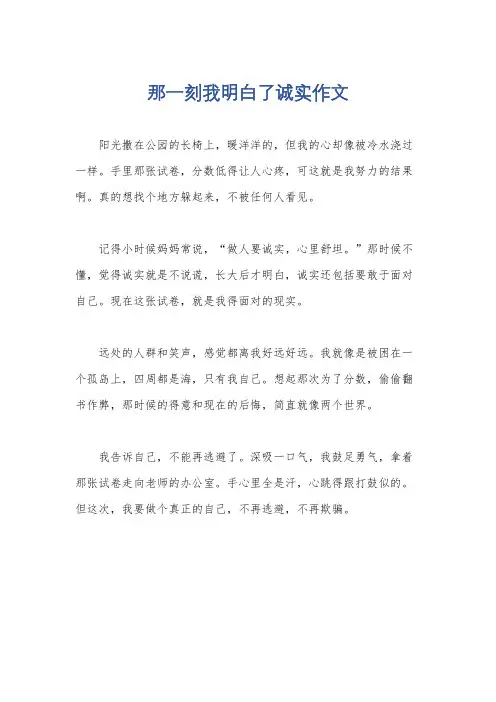 那一刻我明白了诚实作文