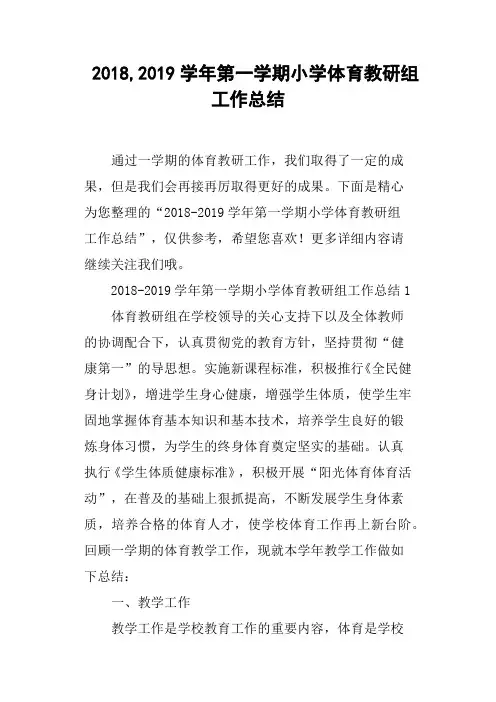 2018,2019学年第一学期小学体育教研组工作总结
