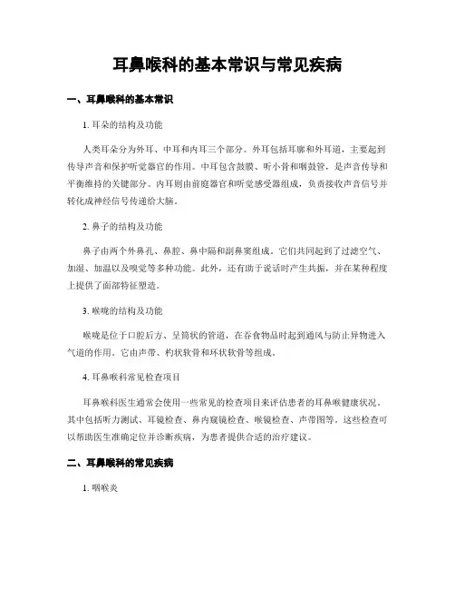 耳鼻喉科的基本常识与常见疾病