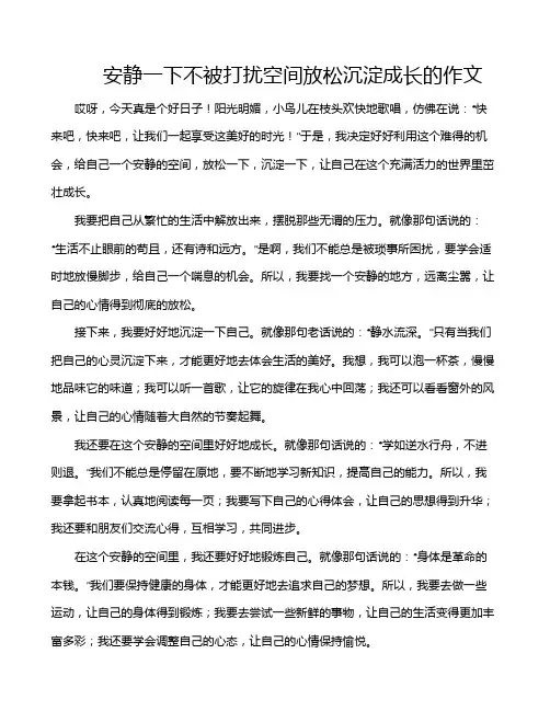 安静一下不被打扰空间放松沉淀成长的作文