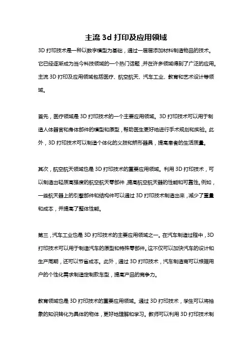 主流3d打印及应用领域