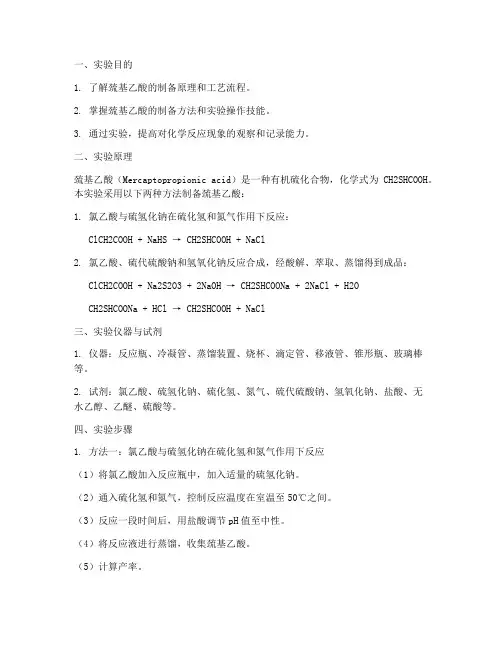 巯基乙酸制备实验报告