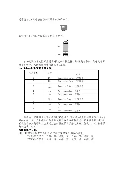 网线接口标准与接法