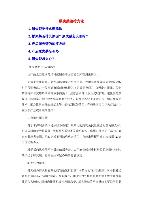 尿失禁治疗方法