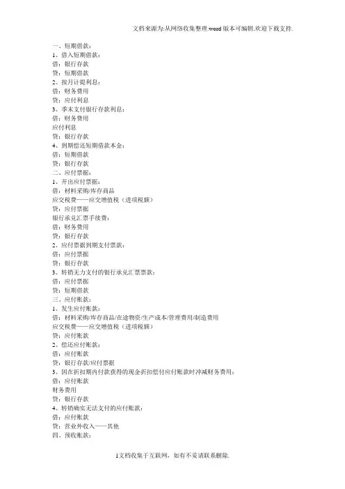 会计分录最好的记忆方法