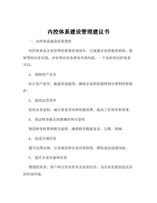 内控体系建设管理建议书