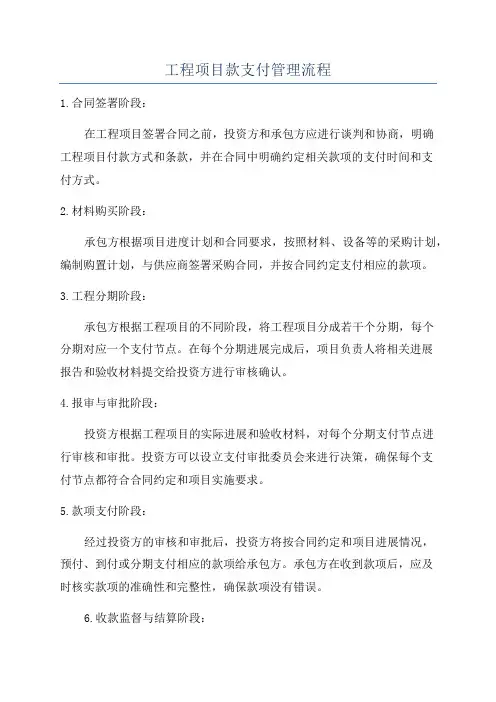 工程项目款支付管理流程