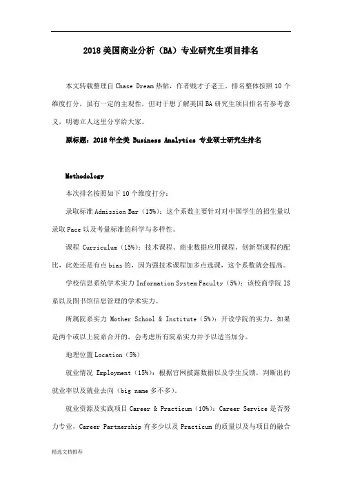 新版2018美国商业分析(BA)专业研究生项目排名412.doc