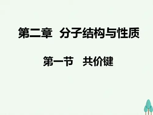 人教版高中化学选修三第二章第一节 共价键 课件(共16张PPT)