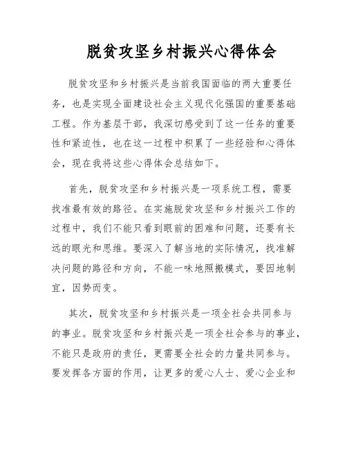 脱贫攻坚乡村振兴心得体会