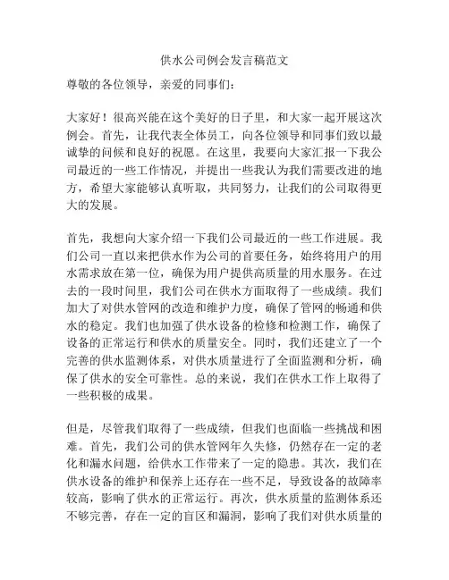 供水公司例会发言稿范文