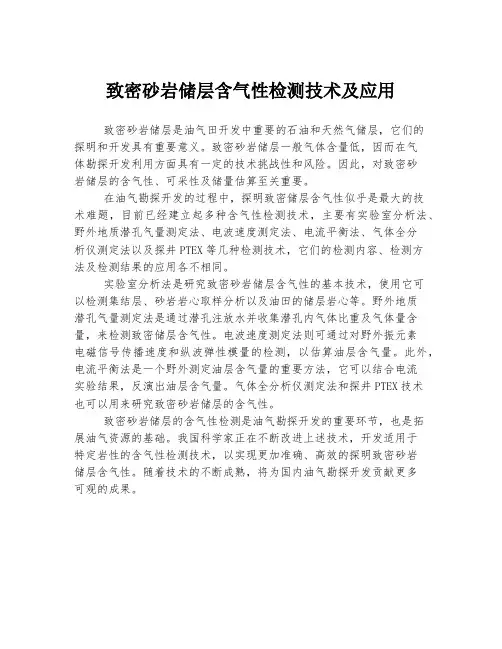 致密砂岩储层含气性检测技术及应用