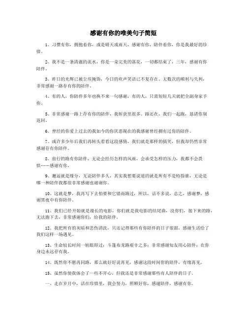 感谢有你的唯美句子简短