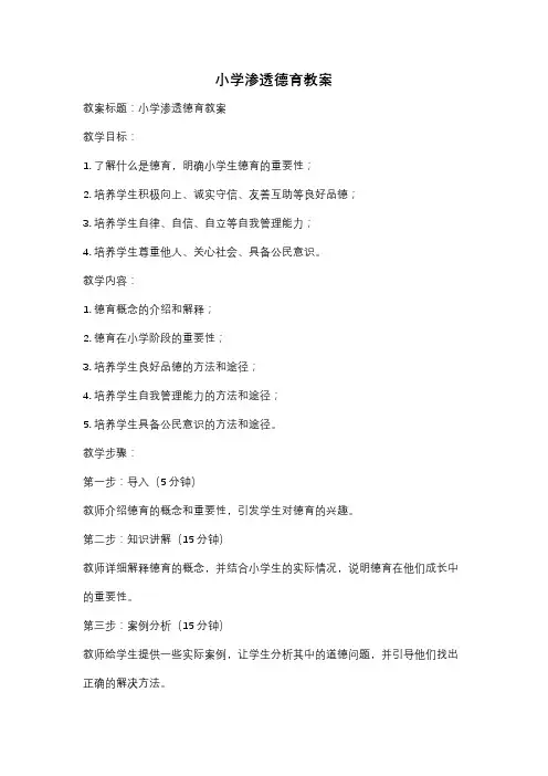 小学渗透德育教案