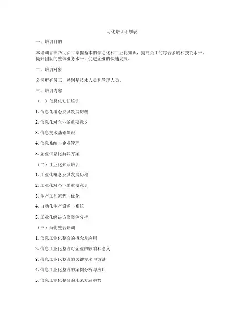 两化培训计划表