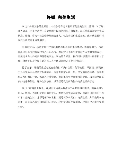 许巍 完美生活