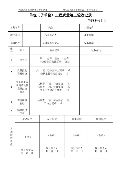 排水工程施工全部表格
