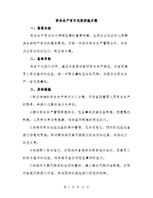 安全生产百日攻坚实施方案