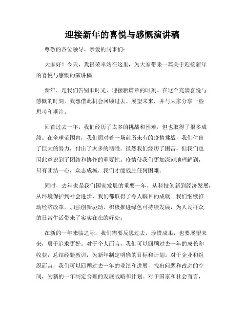 迎接新年的喜悦与感慨演讲稿