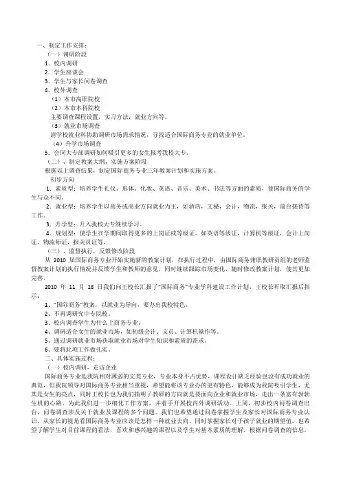 国际商务专业教研工作研究报告