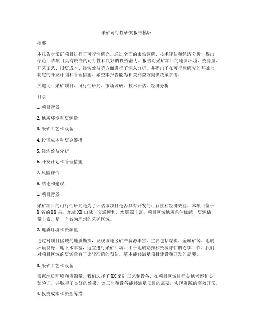 采矿可行性研究报告模版