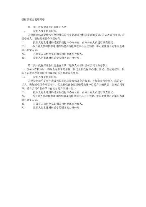 投标保证金退还程序