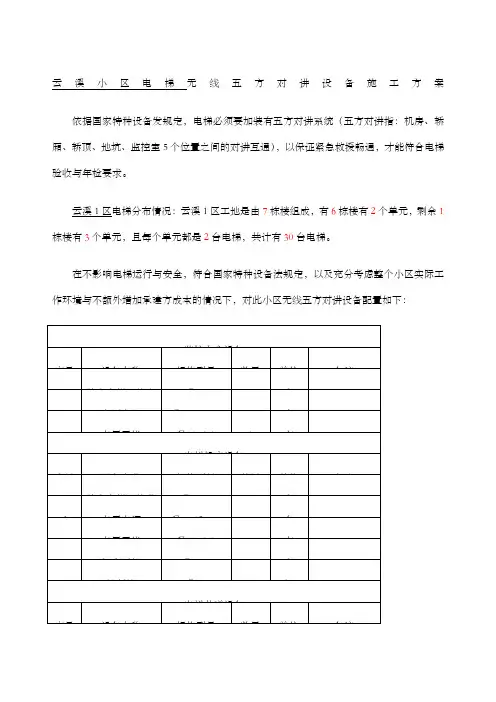 电梯无线五方对讲施工方案