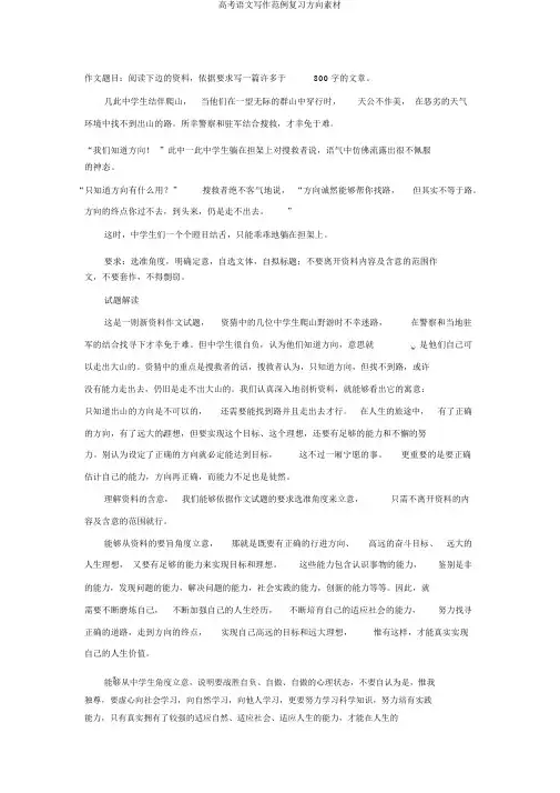 高考语文写作范例复习方向素材