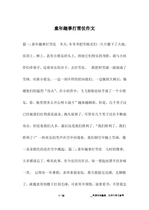 童年趣事打雪仗作文_1