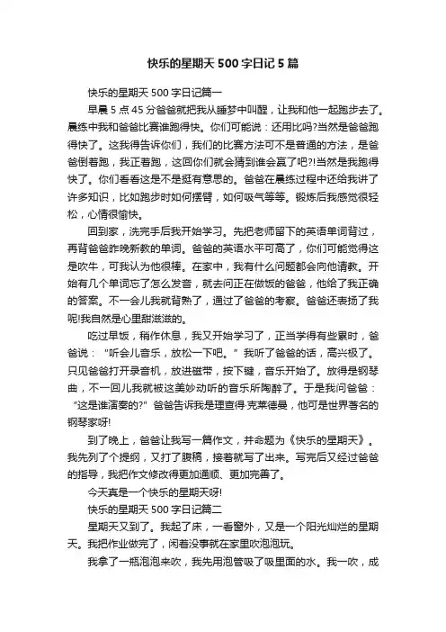 快乐的星期天500字日记5篇