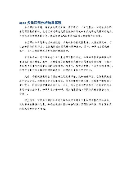 spss多元回归分析结果解读