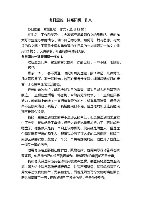 冬日里的一抹暖阳初一作文