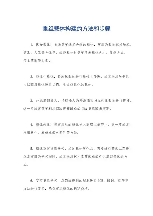 重组载体构建的方法和步骤