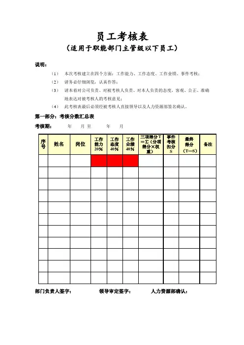 员工考核表
