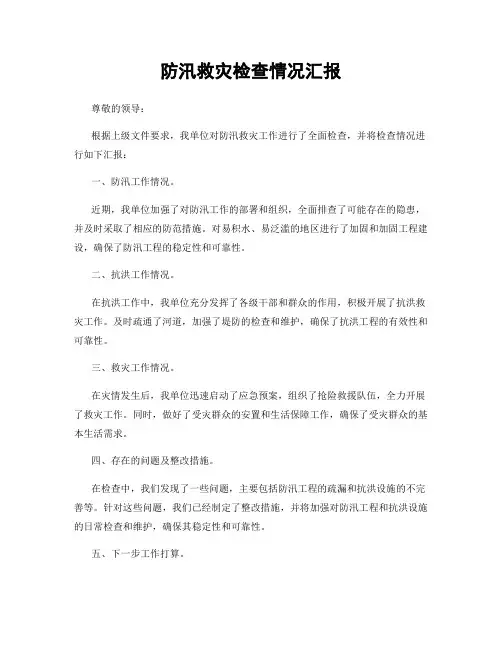 防汛救灾检查情况汇报