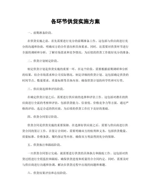 各环节供货实施方案