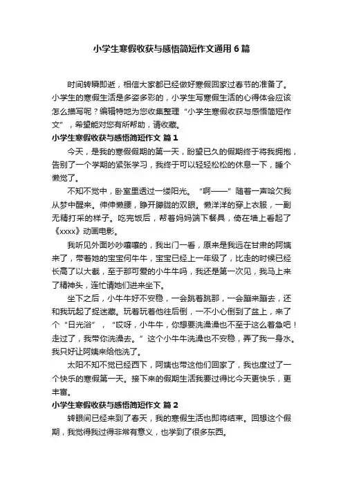 小学生寒假收获与感悟简短作文通用6篇