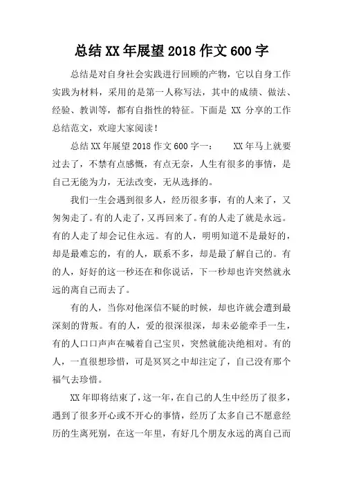 总结XX年展望2018作文600字